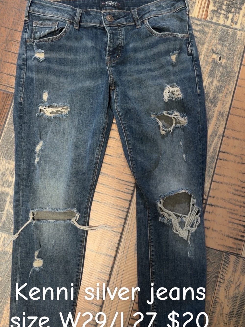 Kenni Silver Jeans Women's Skinny Distressed Blue Wash
